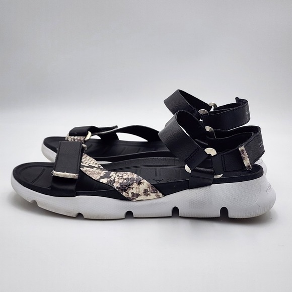 Cole Haan Zerogrand Strappy‎ Women's 10B Sandals Snake Print Black White Shoe - Picture 5 of 8